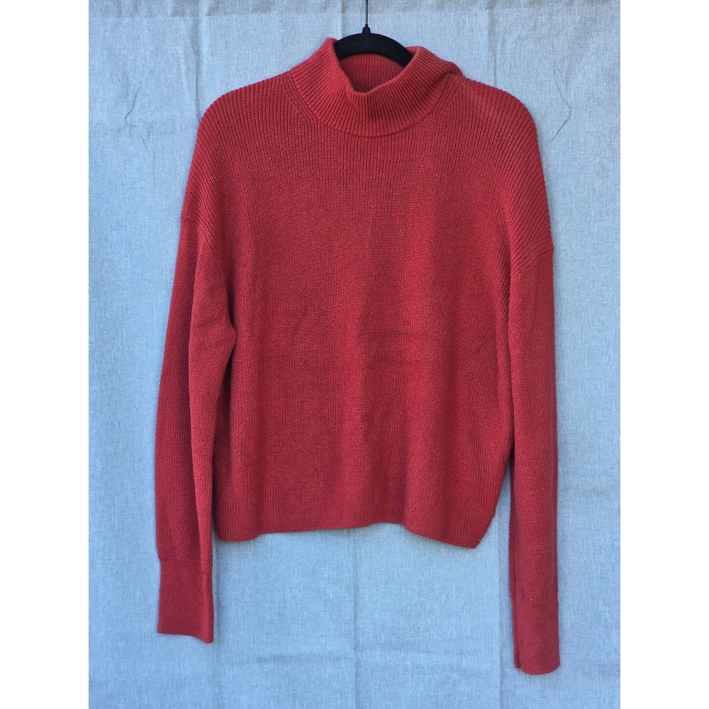 Lululemon Merino Wool Blend Mock Neck Sweater Rust Red Size 8 LW3GKCS